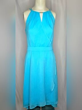 WHBM Santorini Sky Blue Halter Dress | Wedding Guest & Formal 8 NWT